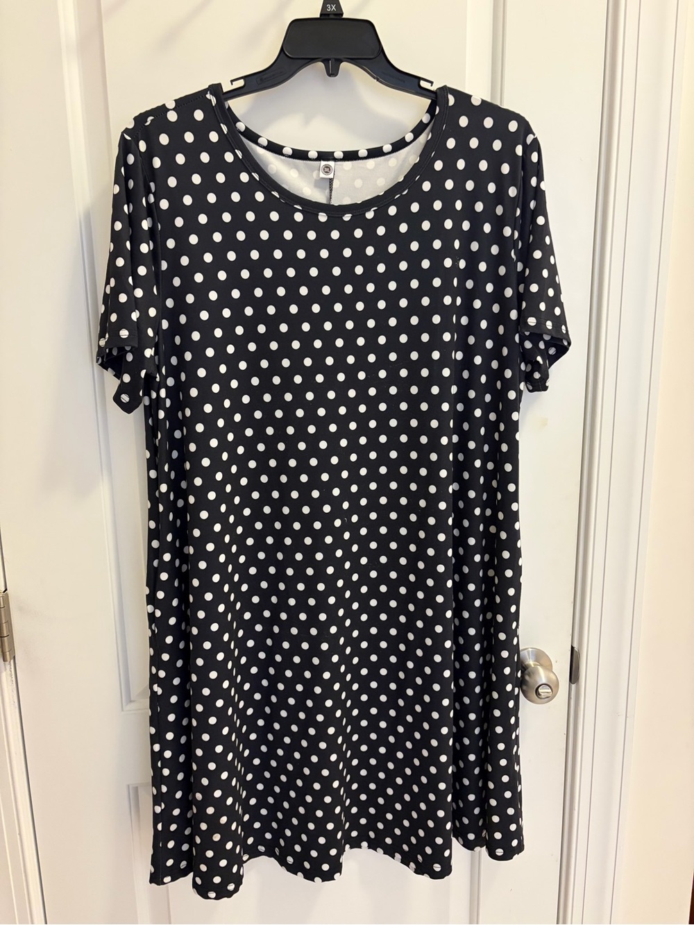 Black Polka Dot Short Sleeve Swing Dress